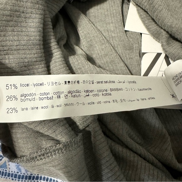 Zara Women Gray Long Sleeves Turtleneck Wool Blend Cozy Pull Over Top Sz M - Picture 14 of 14